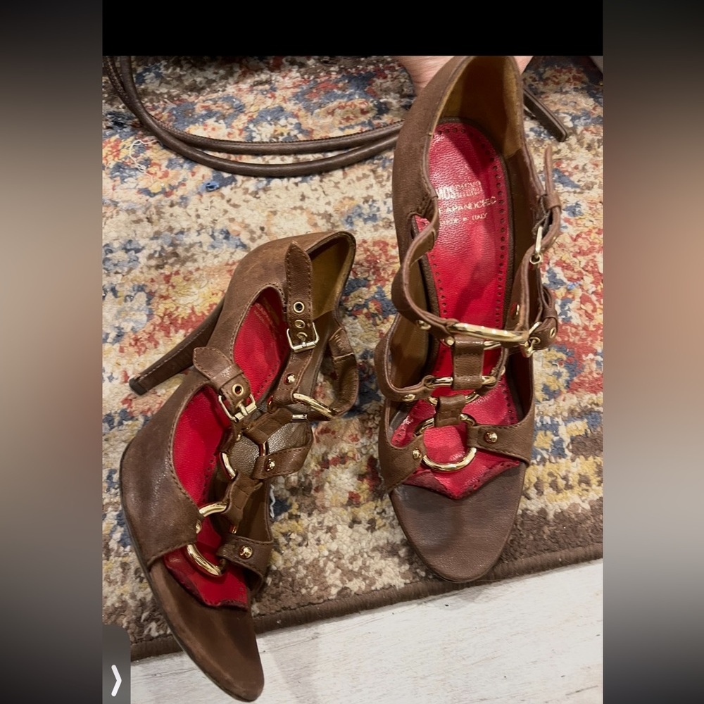 Moschino brown Leather Heeled Sandals